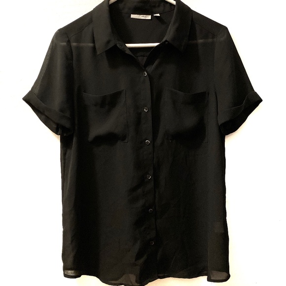 Halogen Tops - Halogen sheer black collared top